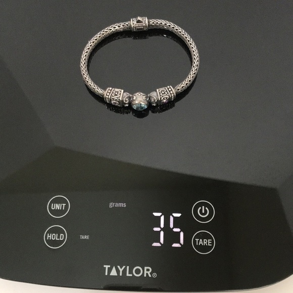 KC Indo 925 Sterling Silver Blue Topaz Amethyst Wheat Bracelet 8" - Picture 16 of 16